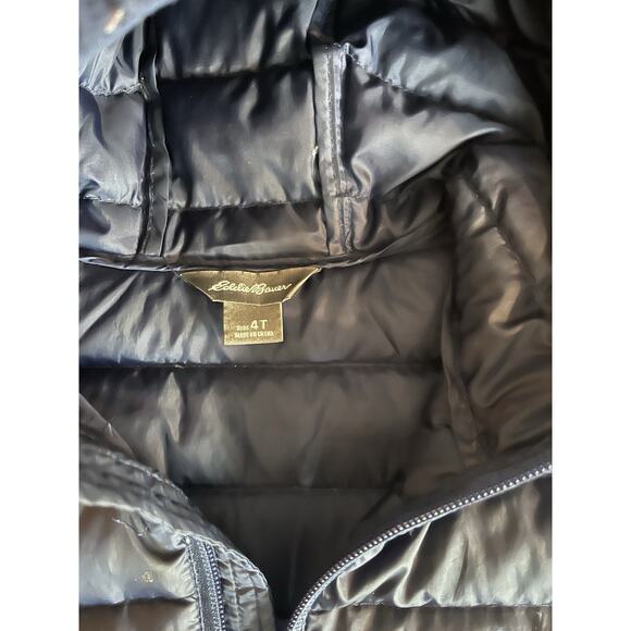 Eddie Bauer CirrusLite Down Hooded Packable Jacket Coat Navy Blue Toddler Kid 4T - Picture 3 of 5